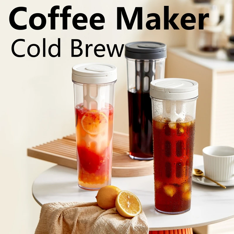 Coffee Equipment For Camping - ハンドル付き手動コールドブリューコーヒーメーカー,大容量ウォーターボトル,ポータブルジュース,紅茶,フルーツ,1リットル