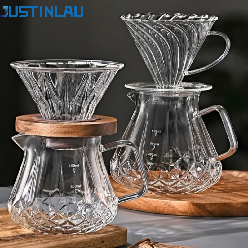 Espresso Shot Glass - JUSTINLAU ハンドドリップコーヒーポットセット高ホウケイ酸ガラスコーヒー醸造ポットエスプレッソフィルターカップ家庭用コーヒーアクセサリー