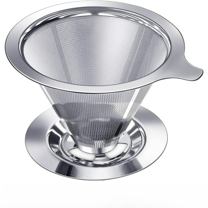 Coffee Equipment Pour Over - 注ぐだけコーヒードリッパー 304ステンレス鋼フィルター ペーパーレス 再利用可能フィルター シングルカップ ファインメッシュコーヒーメーカー