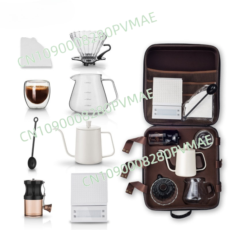 Coffee Equipment Pour Over - 手淹れコーヒーセット アウトドアキャンプコーヒー器具 フルセット ポータブルトラベルスーツケース ギフトボックス