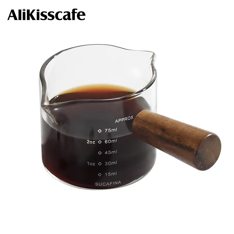 Espresso Shot Glass - エスプレッソグラス,バリスタツールアクセサリー,フィルター付き抽出水差し,ミルクラテ,75ml, 100ml