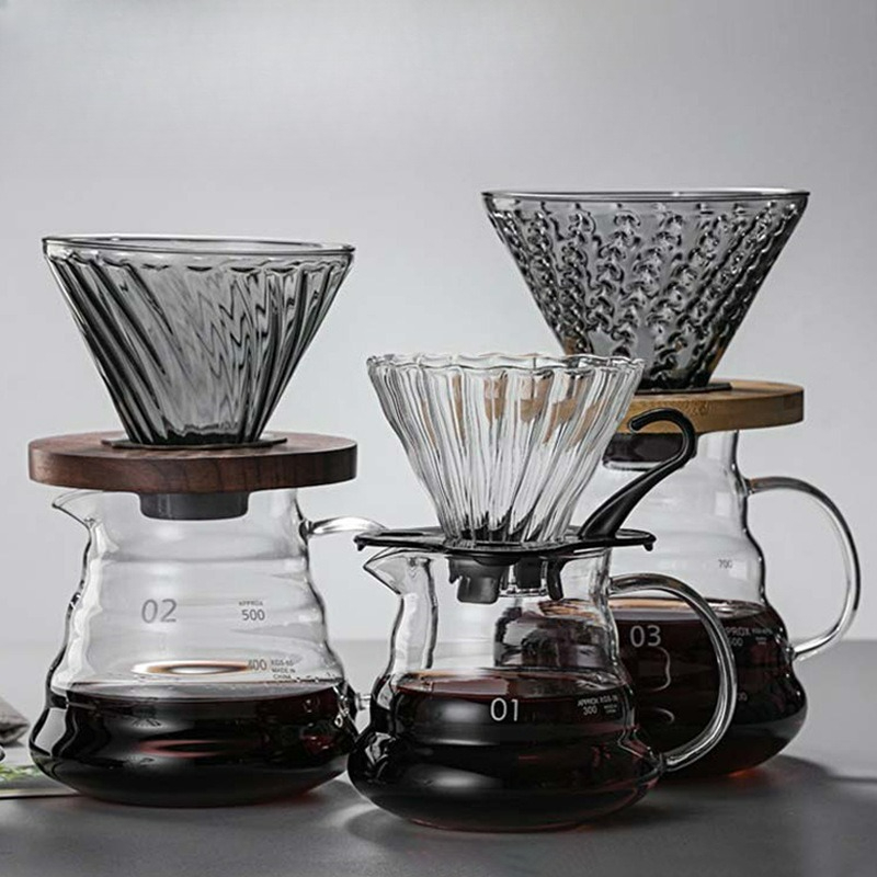 Coffee Equipment For Camping - 注ぎ込み式コーヒーメーカーセット 高耐熱ホウケイ酸ガラス 注ぎ込み式コーヒードリッパー カラフェ 家庭用 カフェ