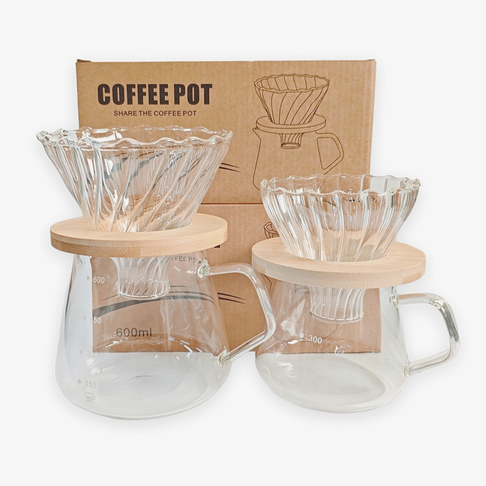 Coffee Equipment Pour Over - Punana 600ml ポアオーバーコーヒーメーカーセット ガラスカラフェコーヒー ガラスコーヒーフィルター付き ドリップコーヒーメーカーセット