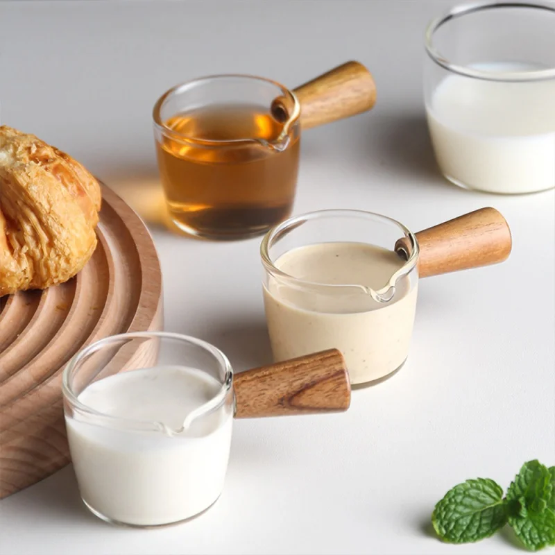 50/100 ミリリットルガラス計量カップ木製ハンドルエスプ - Espresso Shot Glass のレビューと価格