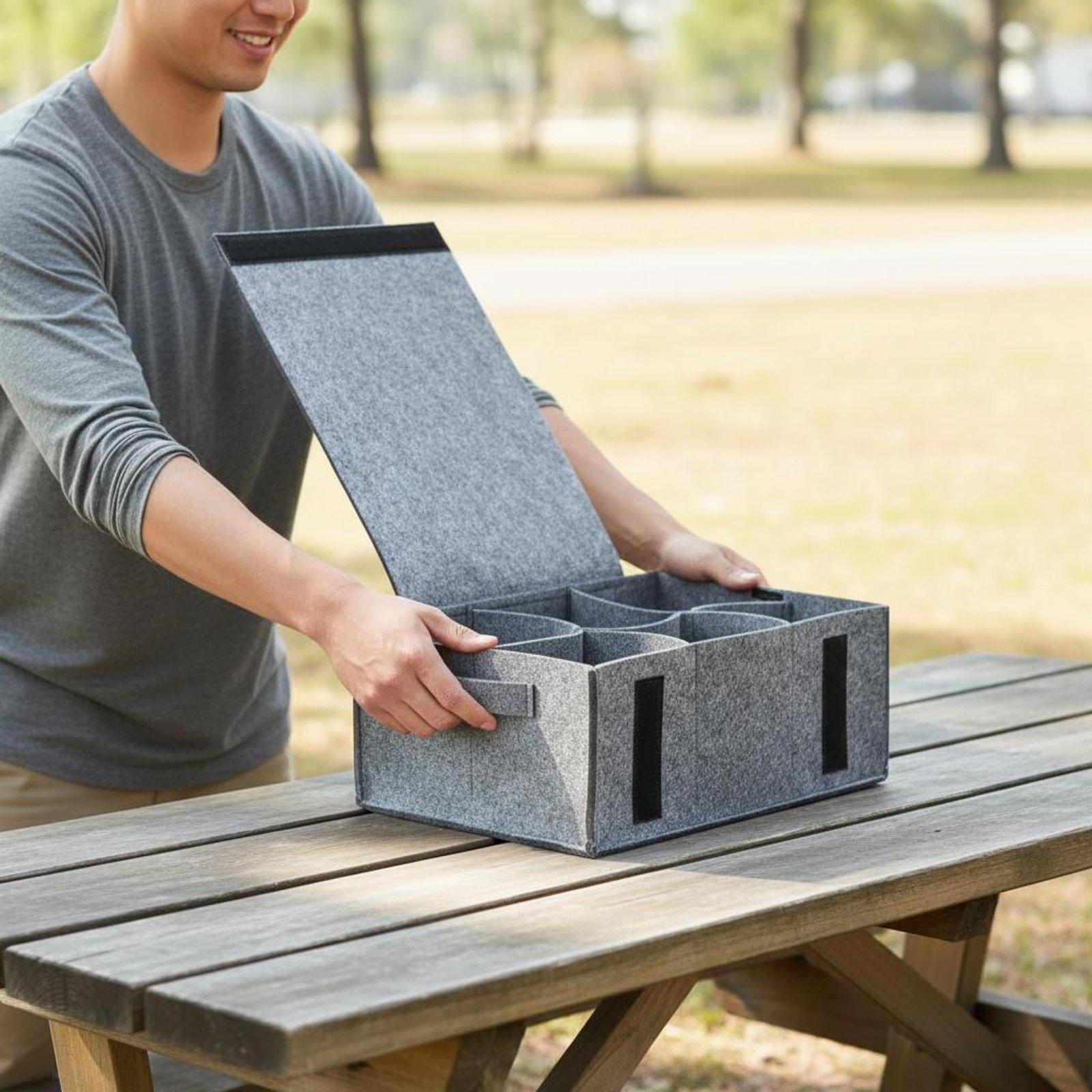 家庭用フェルト製収納ポーチ ポータブル食器キャリア キャンプ - Coffee Equipment For Camping のレビューと価格