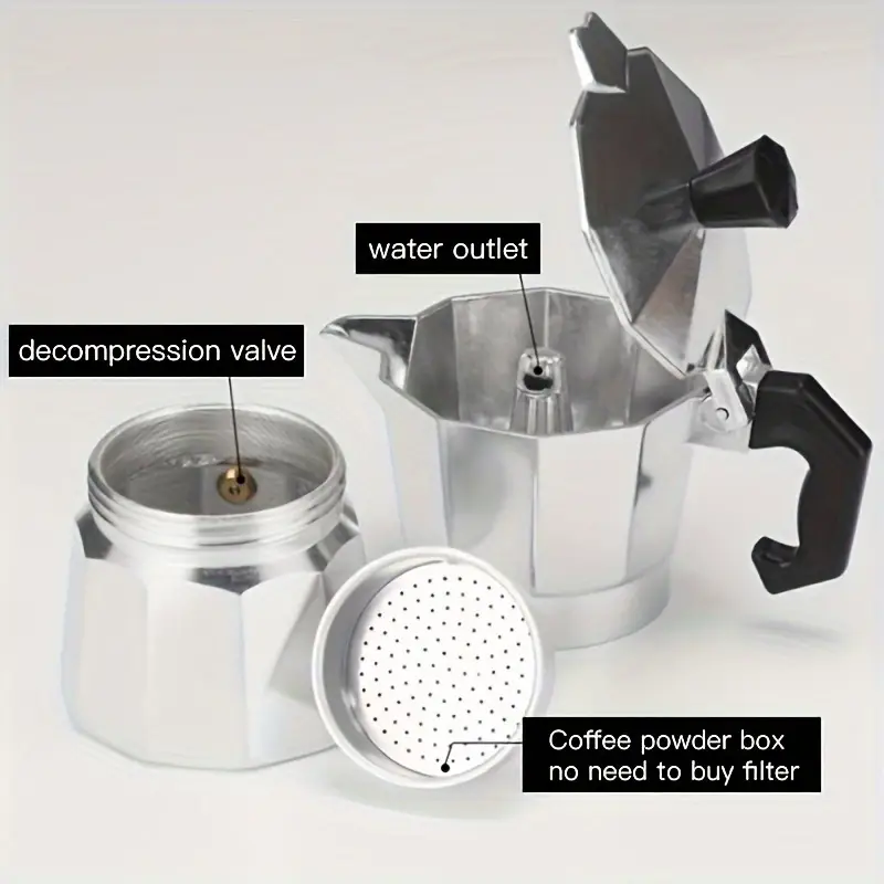 クラシックなアルミ製モカポット 50-300ML 家庭用コン - Coffee Equipment For Camping のレビューと価格