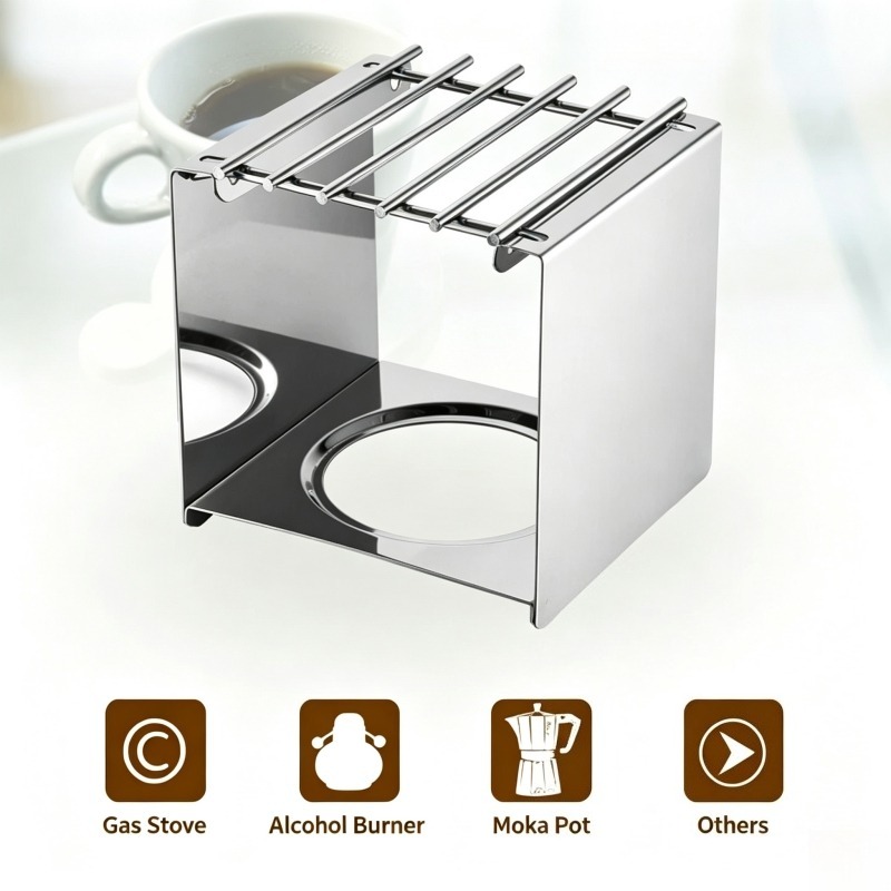 ステンレス製の正方形コーヒーストーブスタンド、モカポットやア - Coffee Equipment For Camping のレビューと価格