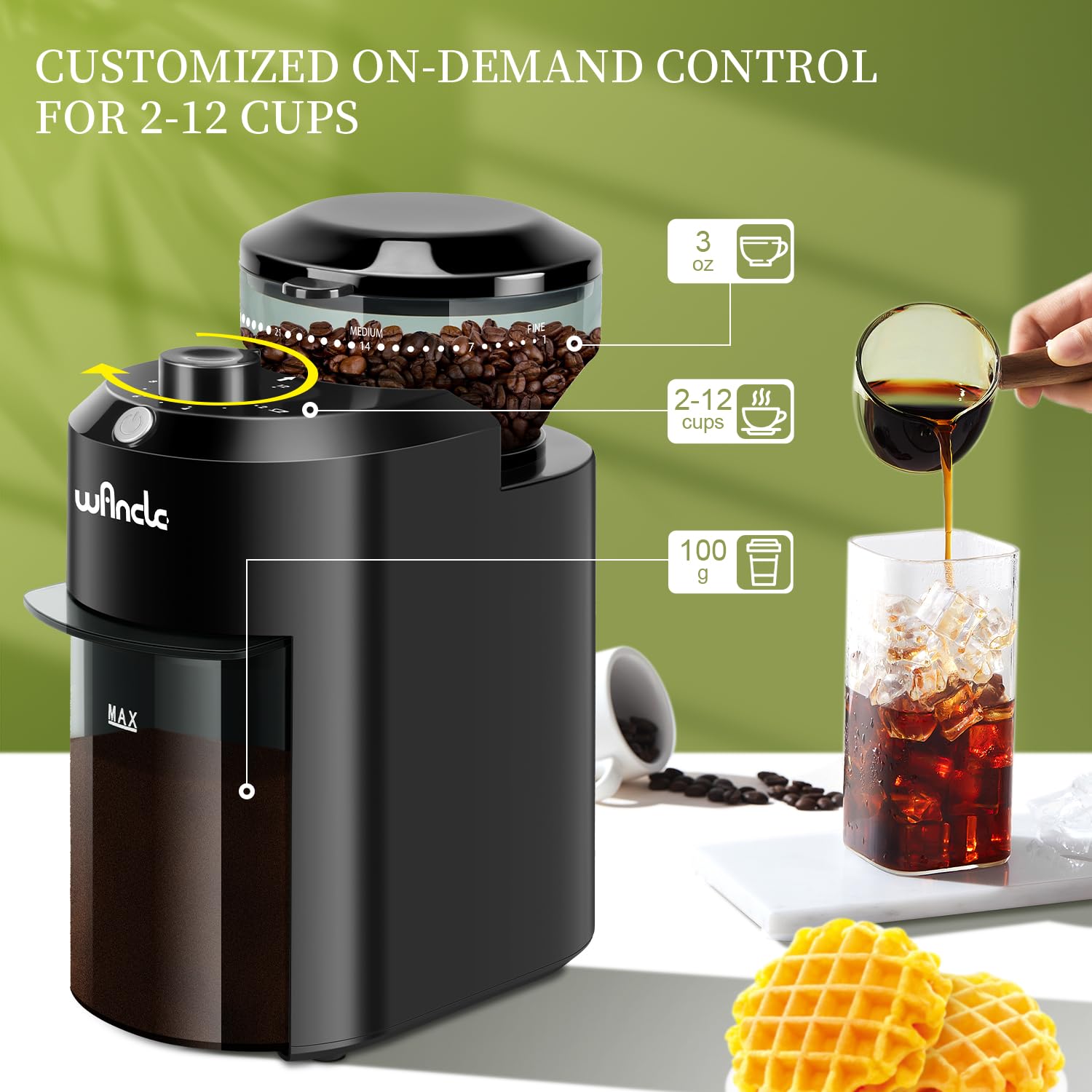 Wancle 自動バリミルコーヒーグラインダー 28 粉砕設 - Coffee Grinder Burr Flat のレビューと価格
