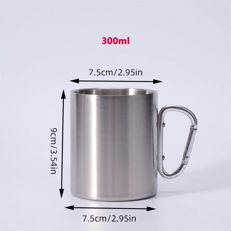 ステンレス製キャンプマグカップ。カラビナ付きハンドル、山と月 - Coffee Equipment For Camping のレビューと価格