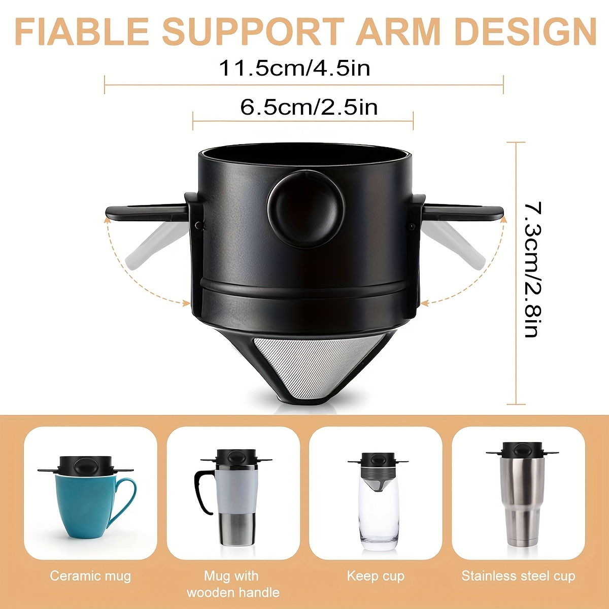 ポータブルコーヒーフィルターカップ、再利用可能なコーヒーメー - Coffee Equipment For Camping のレビューと価格